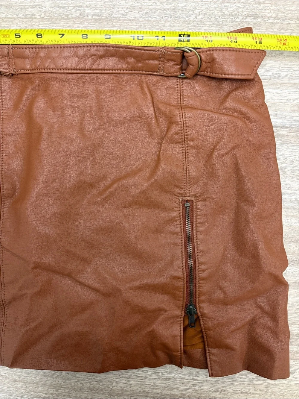 Free People Faux Leather Mini Skirt Women Size 6 Caramel Brown